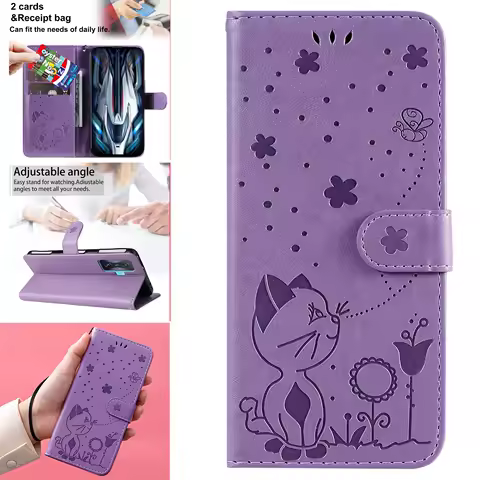 Wallet Flip Cover Lovely Cat Bee Case For Xiaomi POCO M6 Pro X6 X5 X4 F1 F2 F3 GT F4 F5 M3 M4 M5 M5S X3 NFC Leather Phone Case