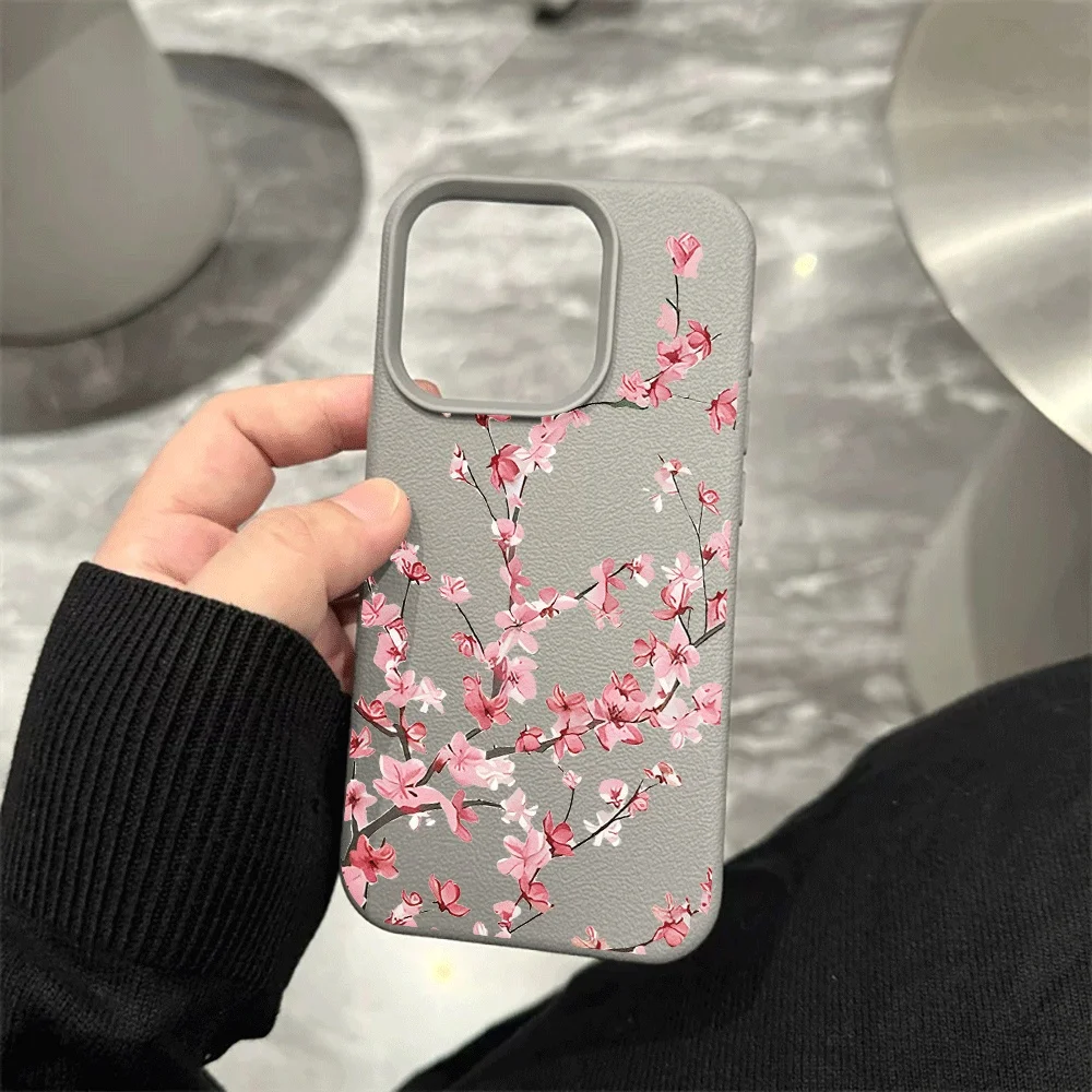 Rosa Pflaumenblüten-Zweig Handyhülle für iPhone 17 16 15 14 13 Pro Max 16 15 14 Plus 17 16 15 14 Pro 17Air Silikon Matte Hülle – Detail 9