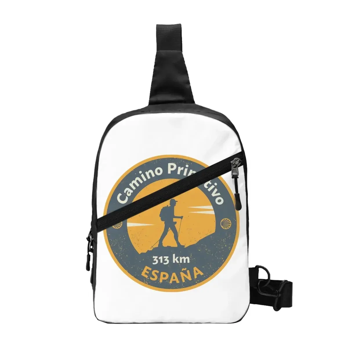 Custom Casual Camino De Santiago Crossbody Sling Backpack Men Camino Primitivo Shoulder Chest Bag for Hiking