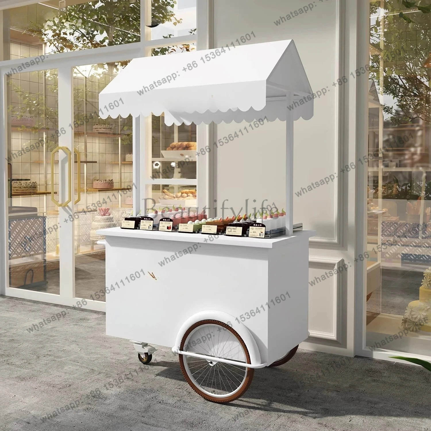 Outdoor Stall Push Movable Food Cart Display Cart