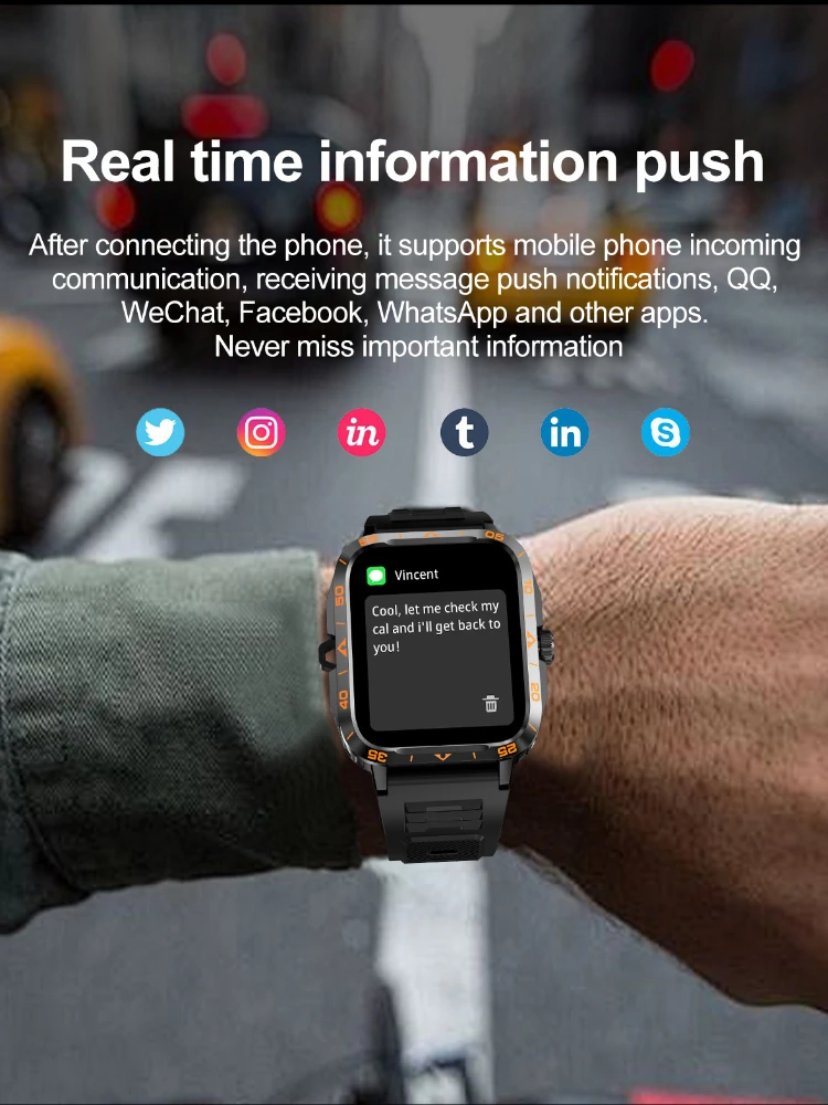 Bluetooth Call Smart Watch Health Monitor Activity Tracker Music Playback 1.9" Multi-function Sport Smartwatch For Android Apple