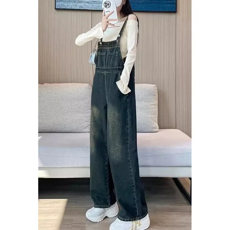 واسعة الساق البضائع وزرة النساء، الربيع والخريف جديد عالية الخصر التخسيس الأمريكية الرجعية المتخصصة مستقيم الساق غسلها Pa #2