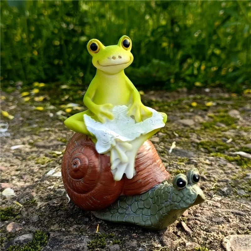 Funny Explorer Frog Miniature Rustic Resin Joyride Snail Figurine Bird Bonsai Decor Micro Landscape Fairy Garden Ornament Turtle