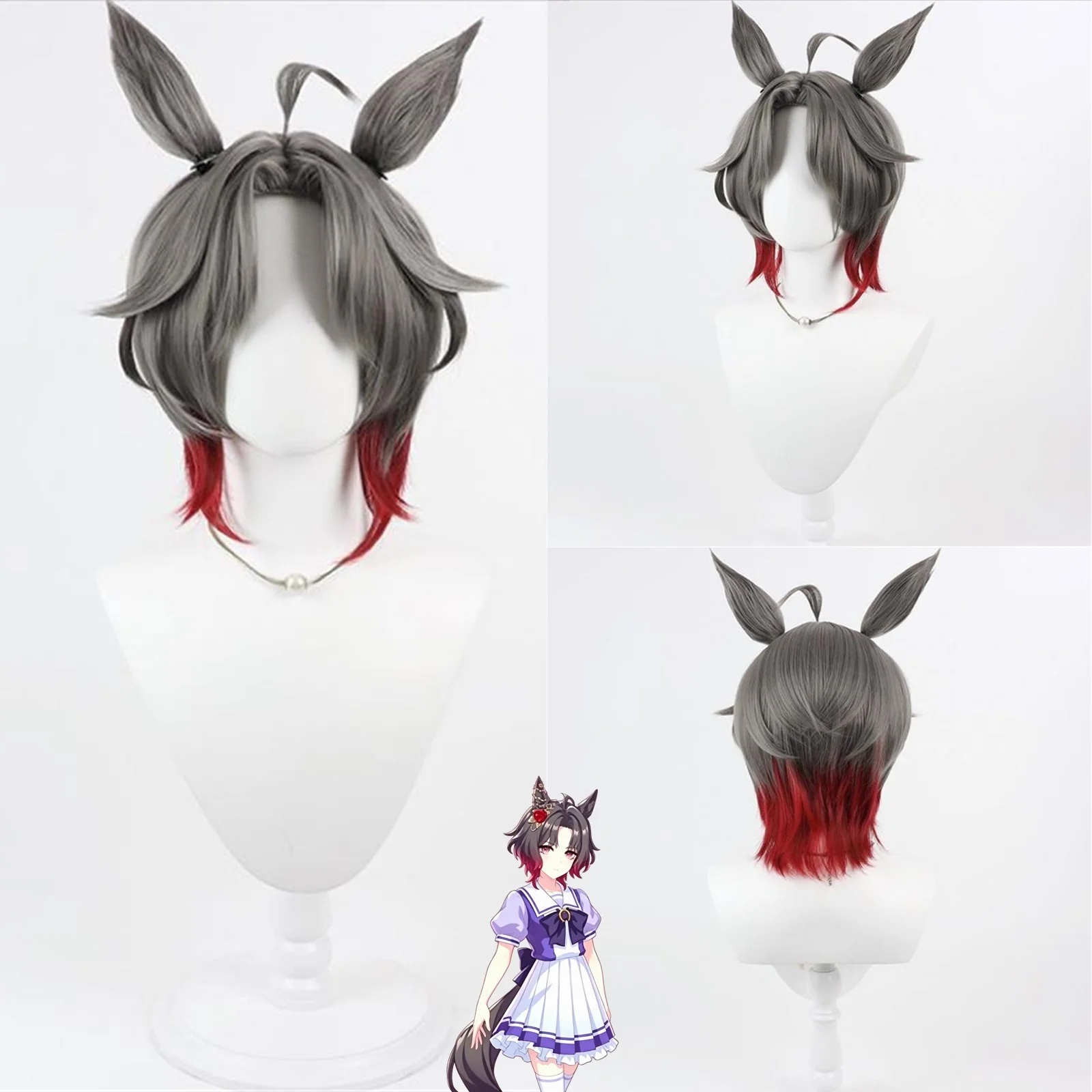 Cosplay Uma Musume Pretty Derby Rose Kingdom Wig Anime character party synthetic fiber heat-resistant ear tail wig