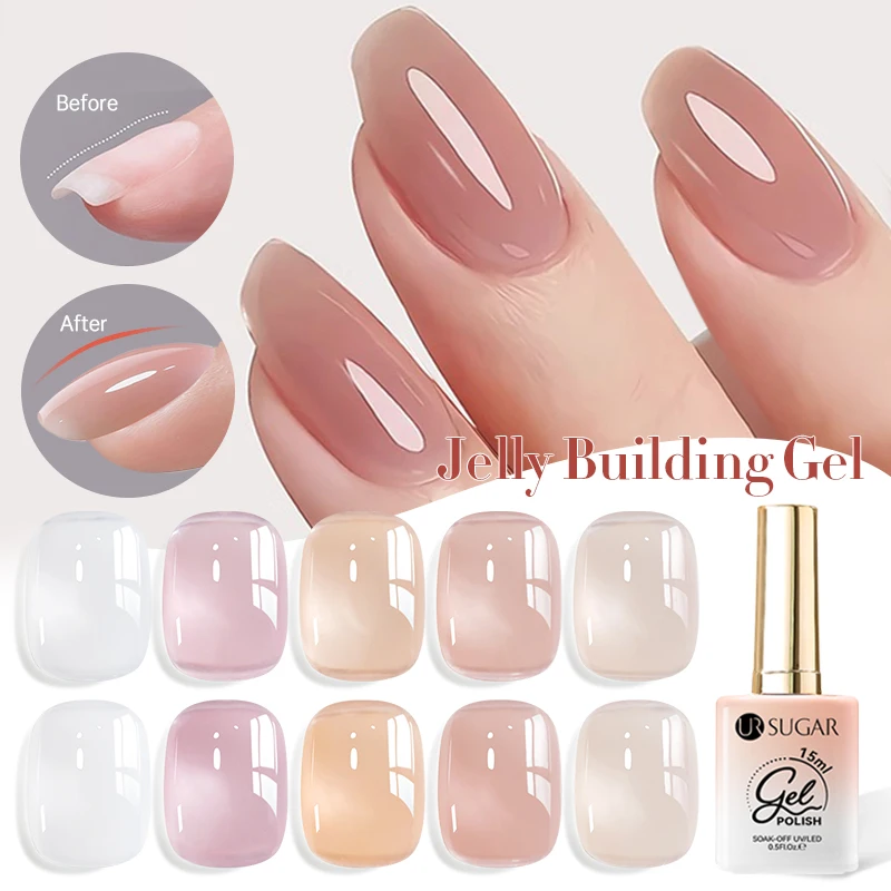 

UR SUGAR 15 мл Желейный гель-лак для ногтей с резиновой основой 15 мл Buidling Gel Nail Construction Reinforce Полуперманентный УФ-лак для замачивания