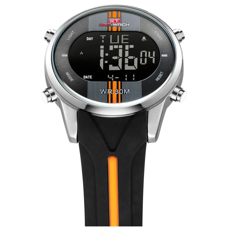 Reloj Digital deportivo de silicona para hombre, cronógrafo de pulsera, resistente al agua, electrónico, KAT-WACH