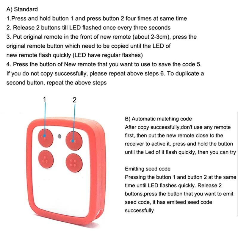 A99E-New 250Mhz To 868Mhz Universal Garage Door Remote Control Operate Electric Curtains Duplicator Vehicle Keys Product
