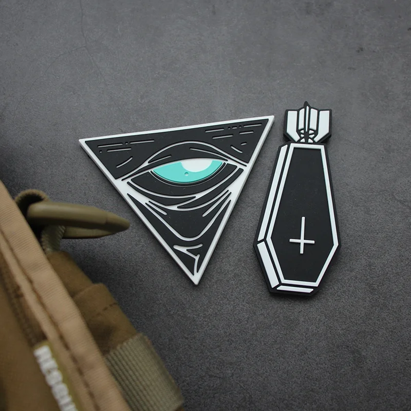 Eye of Providence PVC Patch on Clothing WHITEPHOSPHOR Tactical Outdoor Morale Badge Hook and Loop Patches Backpack Stickers