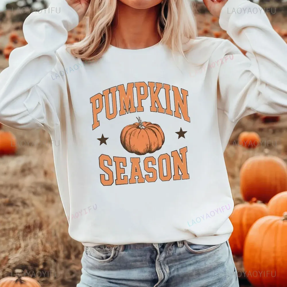 Funny in My Pumpkin Spice Era Graphic Sweatshirt Fall Shirt Thankful Grateful Hoodie Lady Fashion Autumn Holiday Pullover Top