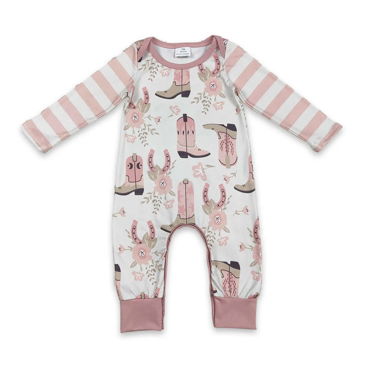 Newborn Baby Girl Cactus Boots Howdy Footie Bubble Romper Infant Bodysuit Toddler Cotton Coverall Jumpsuit Clothing Wholesale