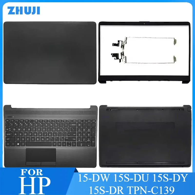 New Laptop For HP 15-DW 15S-DU 15S-DY 15S-DR TPN-C139 LCD Back Cover Front Bezel Upper Palmrest Bottom Base Case Keyboard Hinges