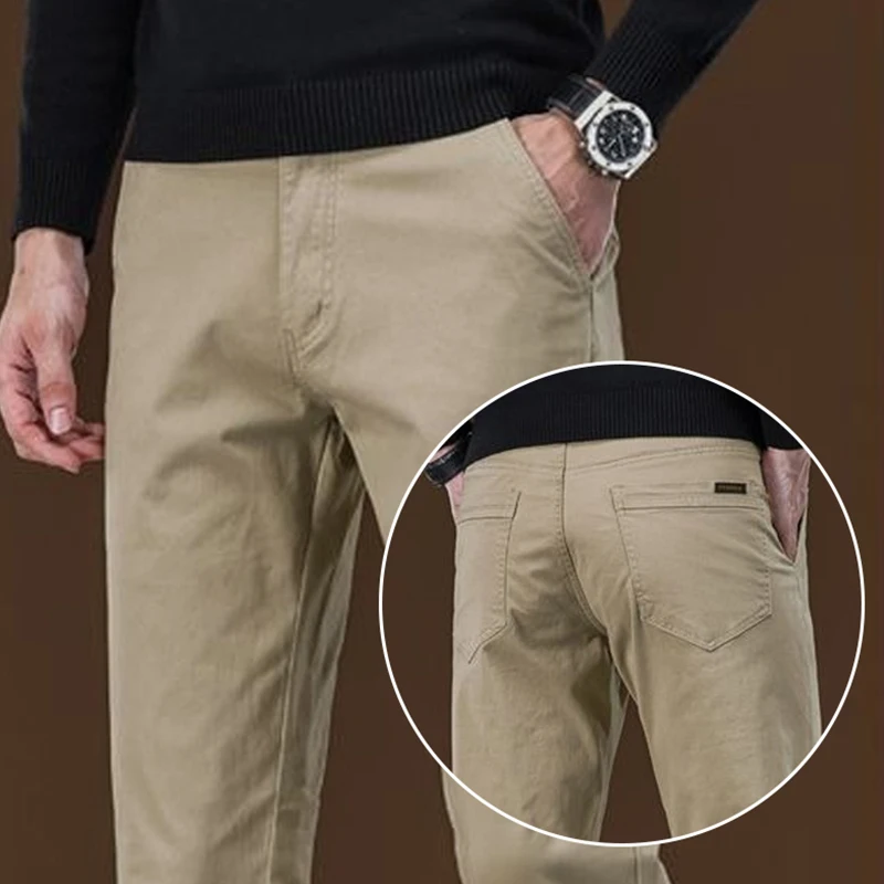 

2025 New Men Casual Loose Straight Suit Pants Male Business Thin Slim Fit Blazer Pants Elasticity Dark Gray Navy Khaki Trousers