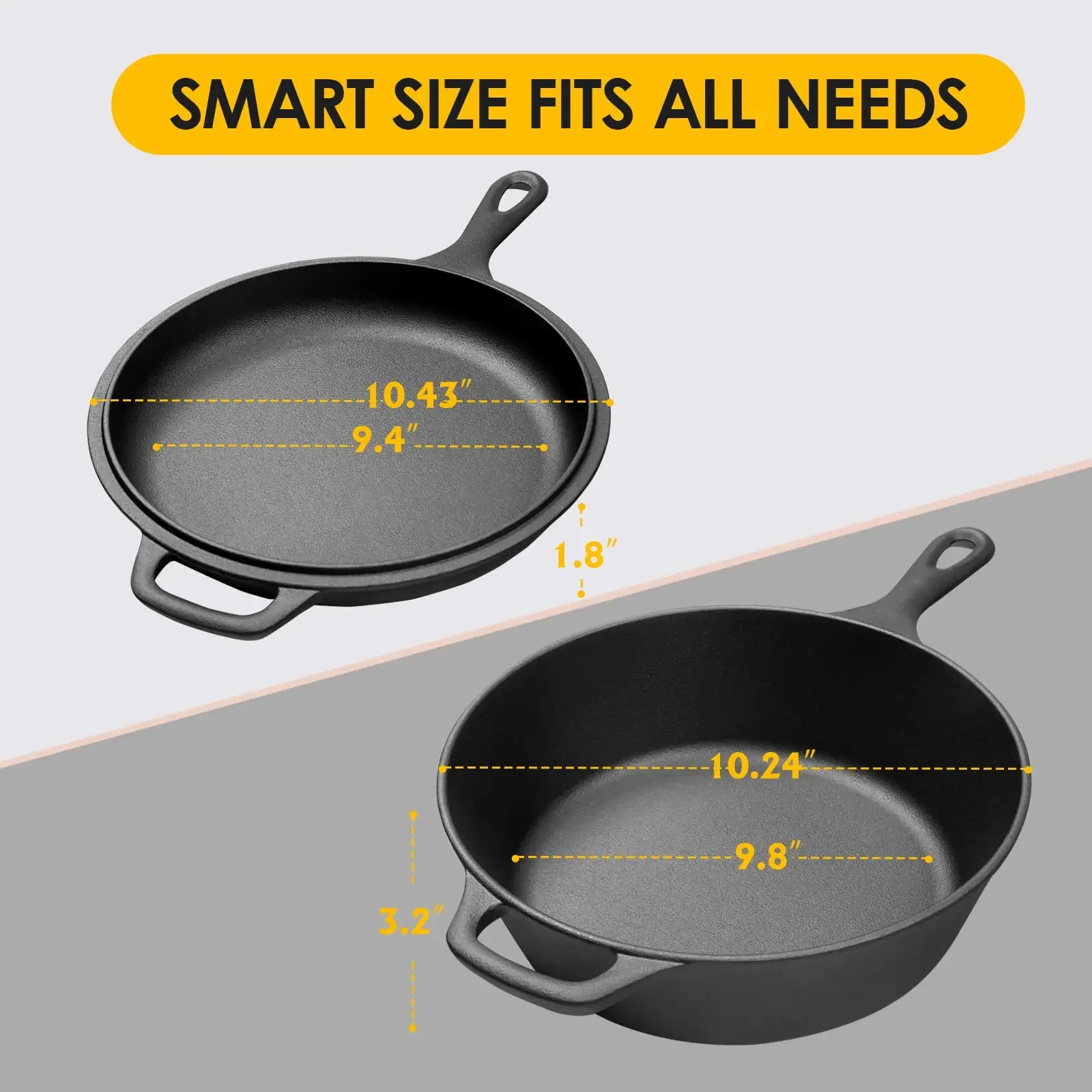 2-in-1 Pre-Seasoned Cast Iron Dutch Oven Pot 10