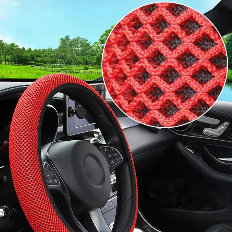 Car Steering Wheel Cover Breathable Sandwich Fabric Universal Steering Wheel Protector nozzle on the steering wheel Accessories