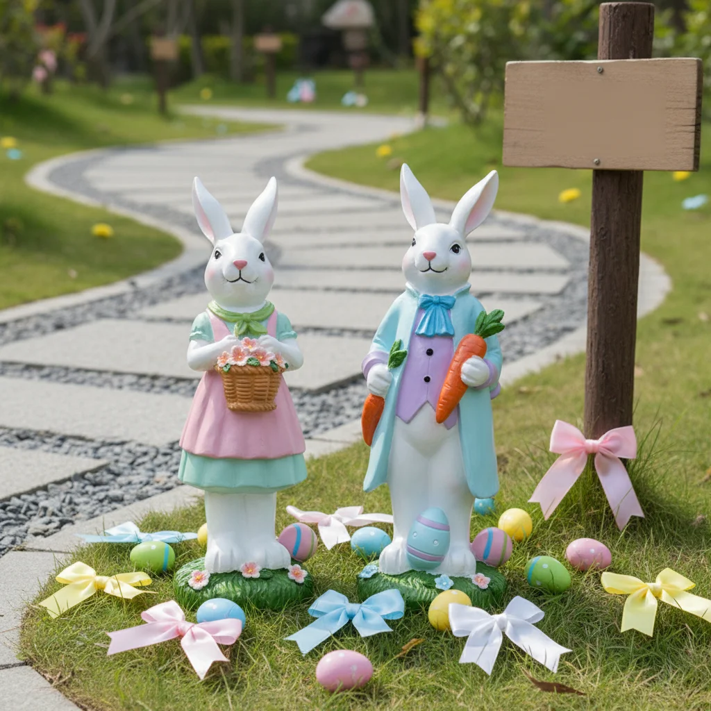 New Easter Rabbit Decoration, Garden & Courtyard Resin Craft, Creative Home Entrance Decor
