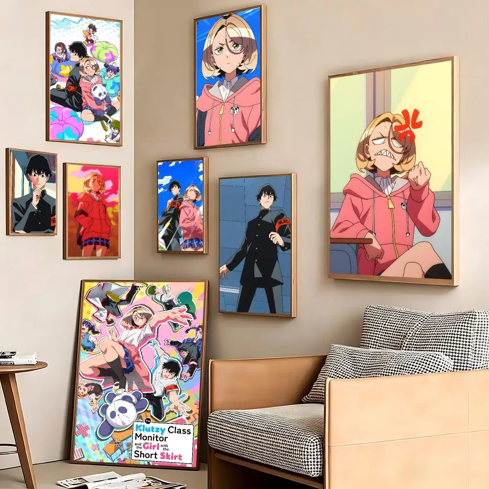 Japanese Anime P-PonSuka The Klutz and the Skirt Poster Pegatina artistica HD autoadhesiva impermeable para salon dormitorio