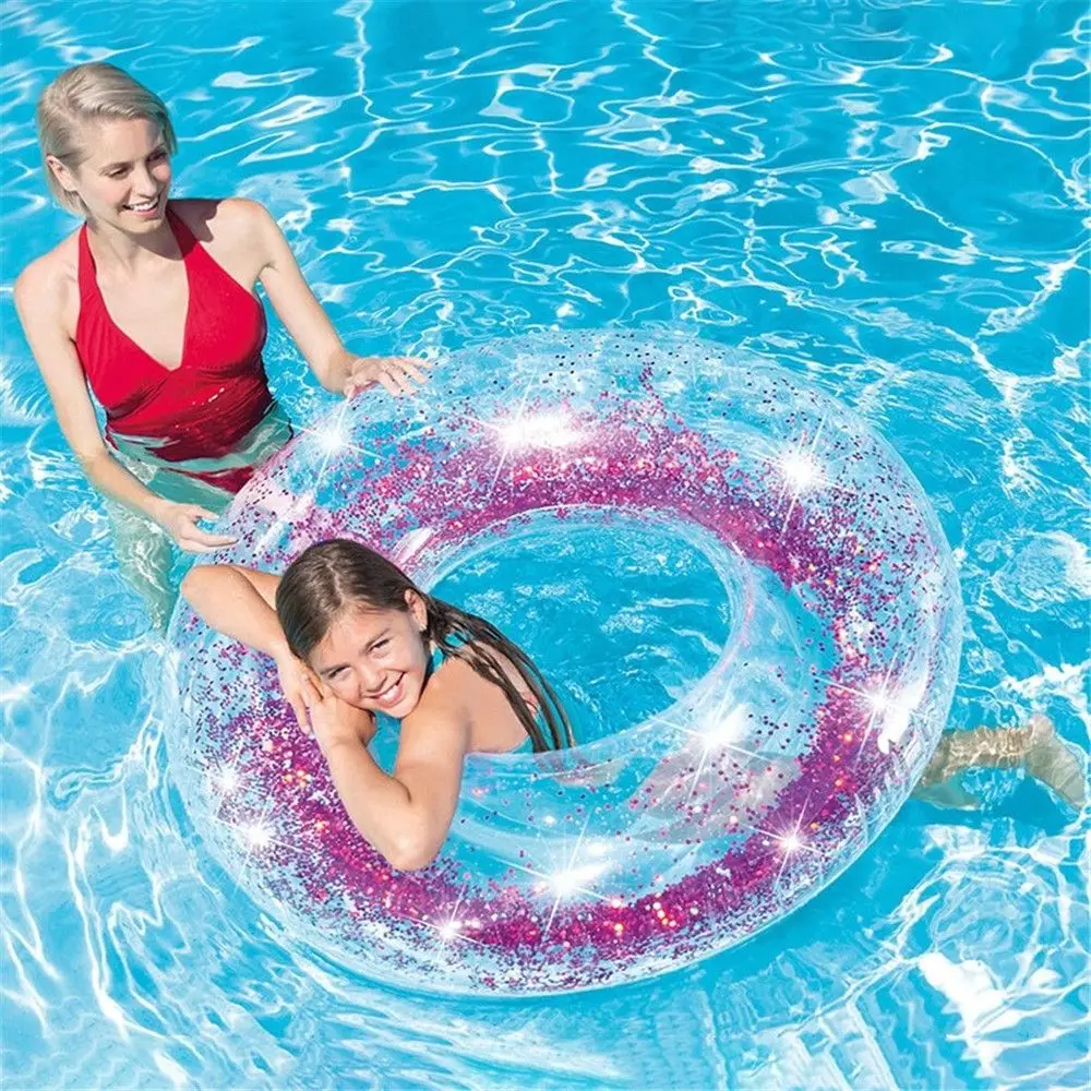 Adult Children Fun Transparent Glitter Pool  Swimming Pool Swimming Ring Safety Float Circle