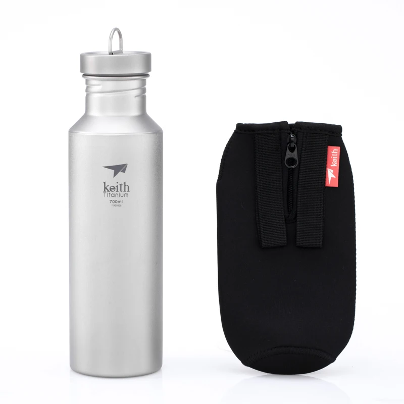 Imagem -03 - Keith Titanium Water Bottle com Bolsa Leak-proof Portátil ao ar Livre Esporte Viagens Camping 400ml 550ml 700ml Ti3032