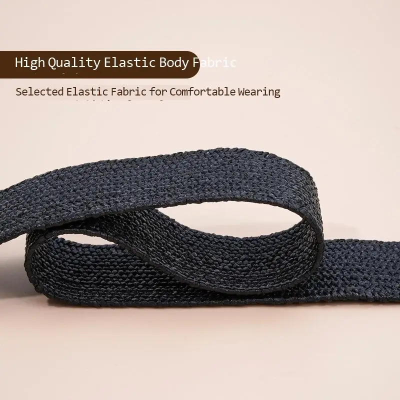 New imitation grass woven women's elastic waistband personalized large plastic buckle versatile dress elastic waistband