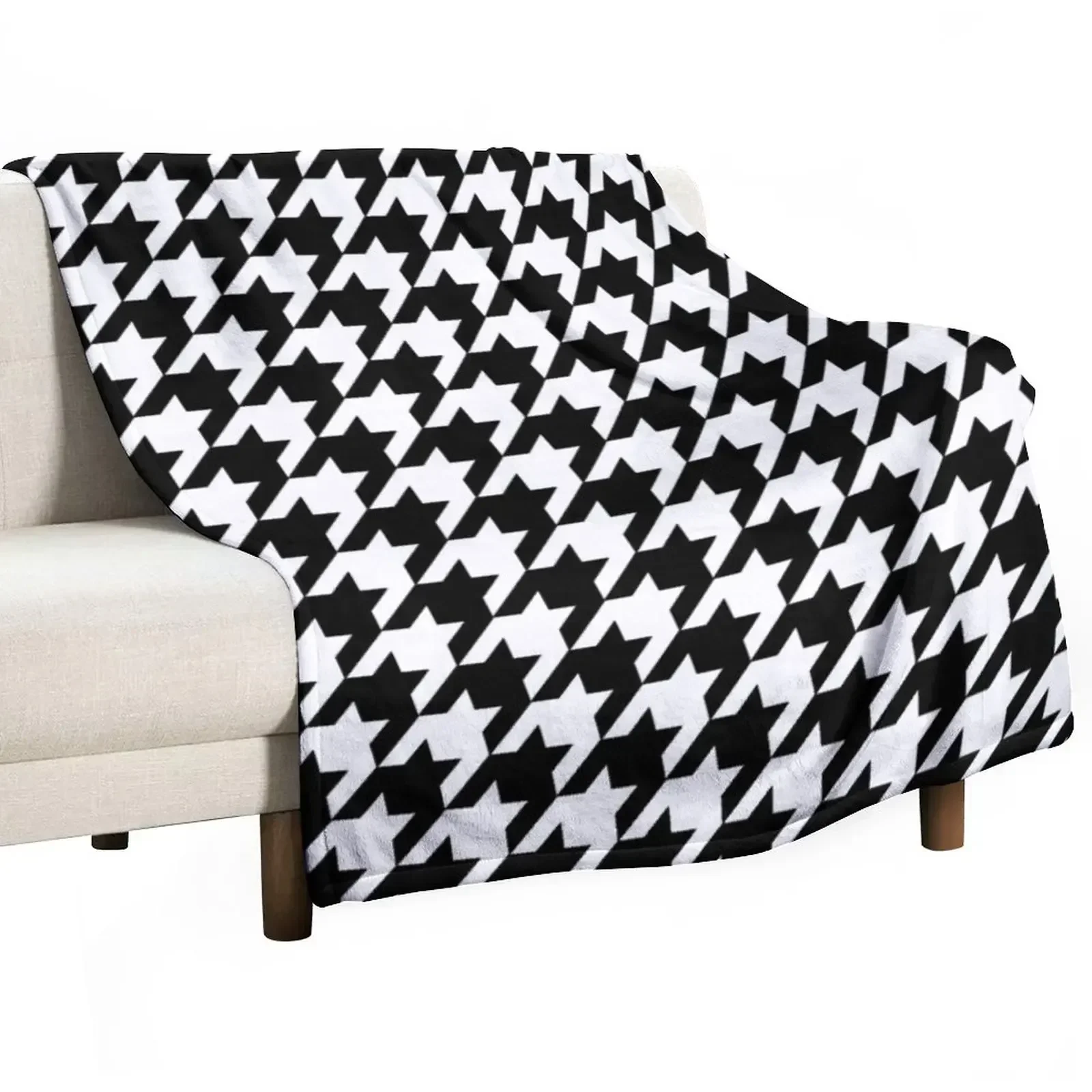 Black and White Houndstooth Throw Blanket Beach for sofa Blankets