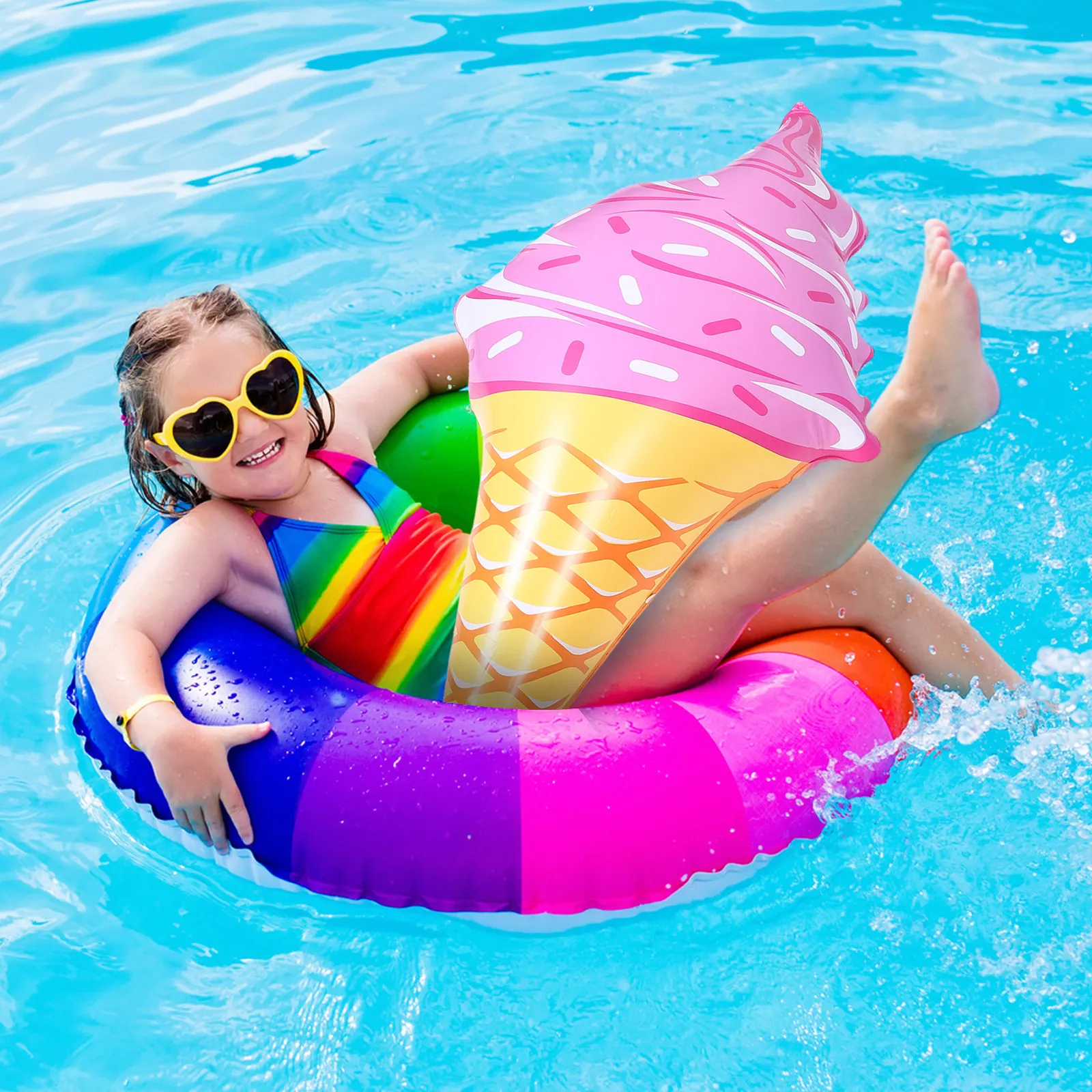 

2Pcs Inflatable Ice Cream Cone Pool Float Cute Ice Cream Shape Summer Party Decoration Floating Swimming Pool Supplies Beach Fun
