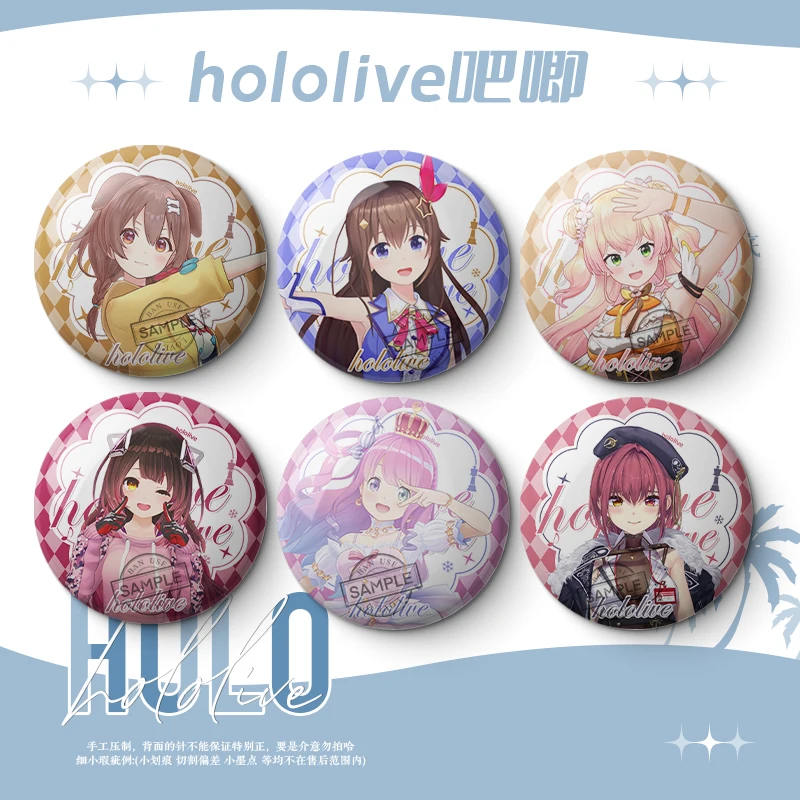 Набор значков Hololive VTuber — Suisei Hoshimachi/Tokino Sora/AZKi/Minato Aqua, эмалированные булавки в стиле аниме (вентиляторы)