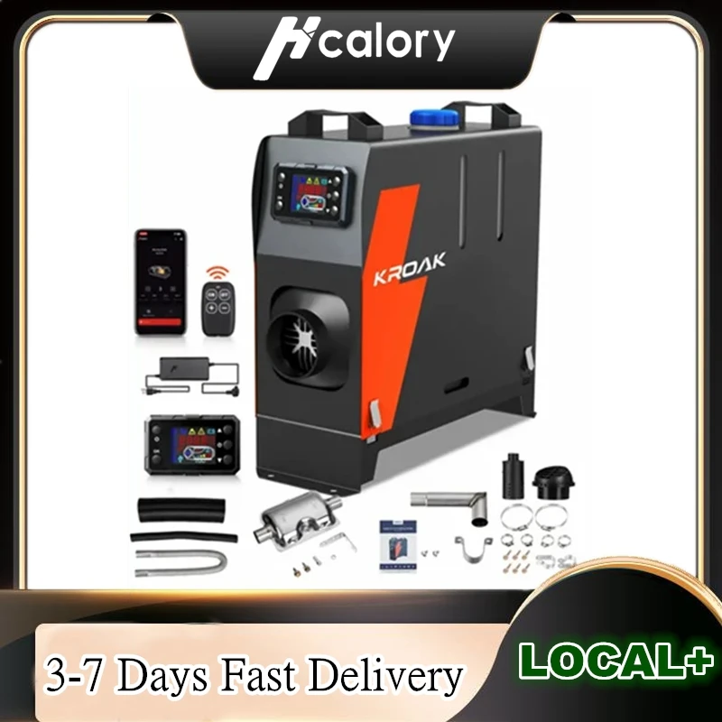Hcalory Auto-Dieselheizung, 12 V, All-in-One-Station, Standheizung, 5–8 kW, Bluetooth, intelligente APP-Steuerung + LCD-Panel und Fernbedienung