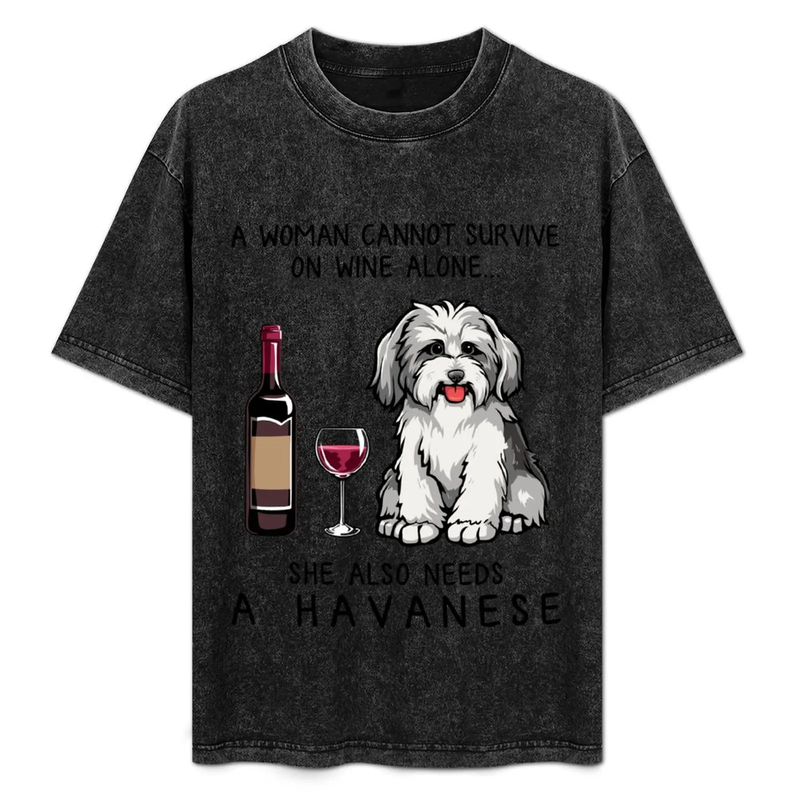 Camiseta Havanese and wine, regalo divertido para amantes de los perros, camiseta grande y alta para el gimnasio