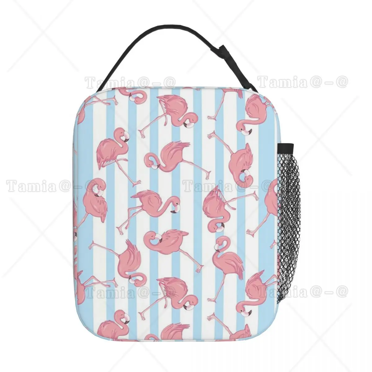 Pink Cartoon Flamingo Pattern Insulated Lunch Bag for Women Kids Leakproof Food Boxes Thermal Lunch Box Tote