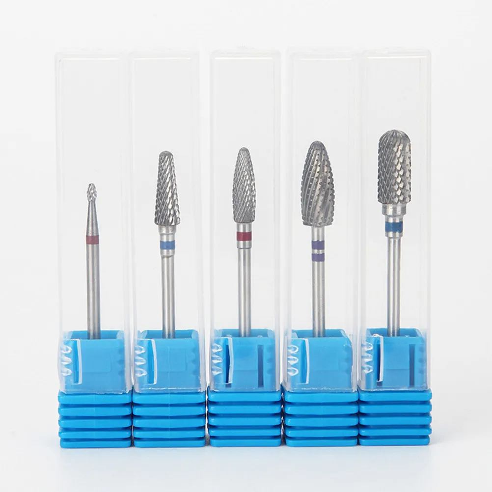 Nail Drill Bits Set Tungsten Steel Rustproof Manicure Tool for Nails Dead Skin Removal Gel Polish Reshaping Small Cuspidal