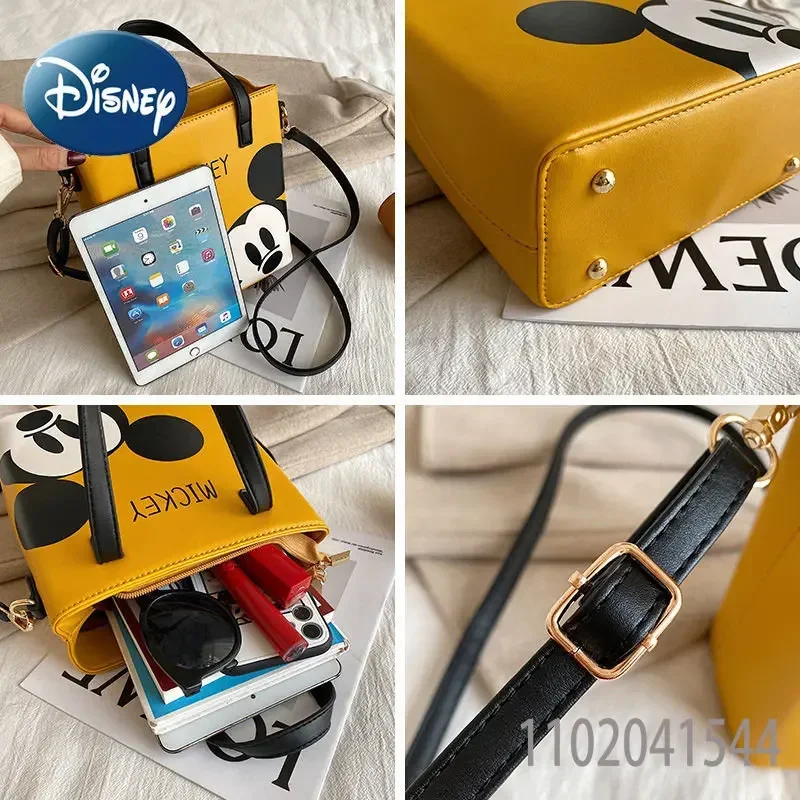 Disney Mickey Mouse Handbag for Women Girl PU Leather Shoulder Crossbody Bag Luxury Designer Bag Waterproof