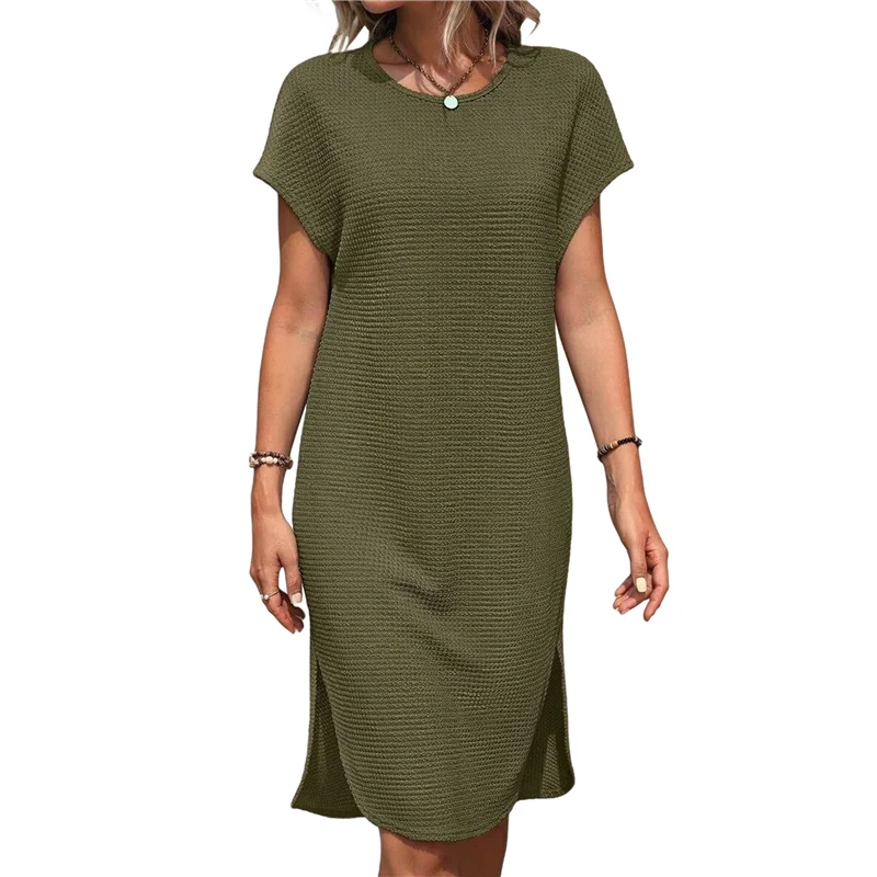 فستان نسائي صيفي بلون سادة متوسط الطول