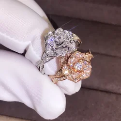New Personalized Light Luxury Zircon Rose Women's Ring