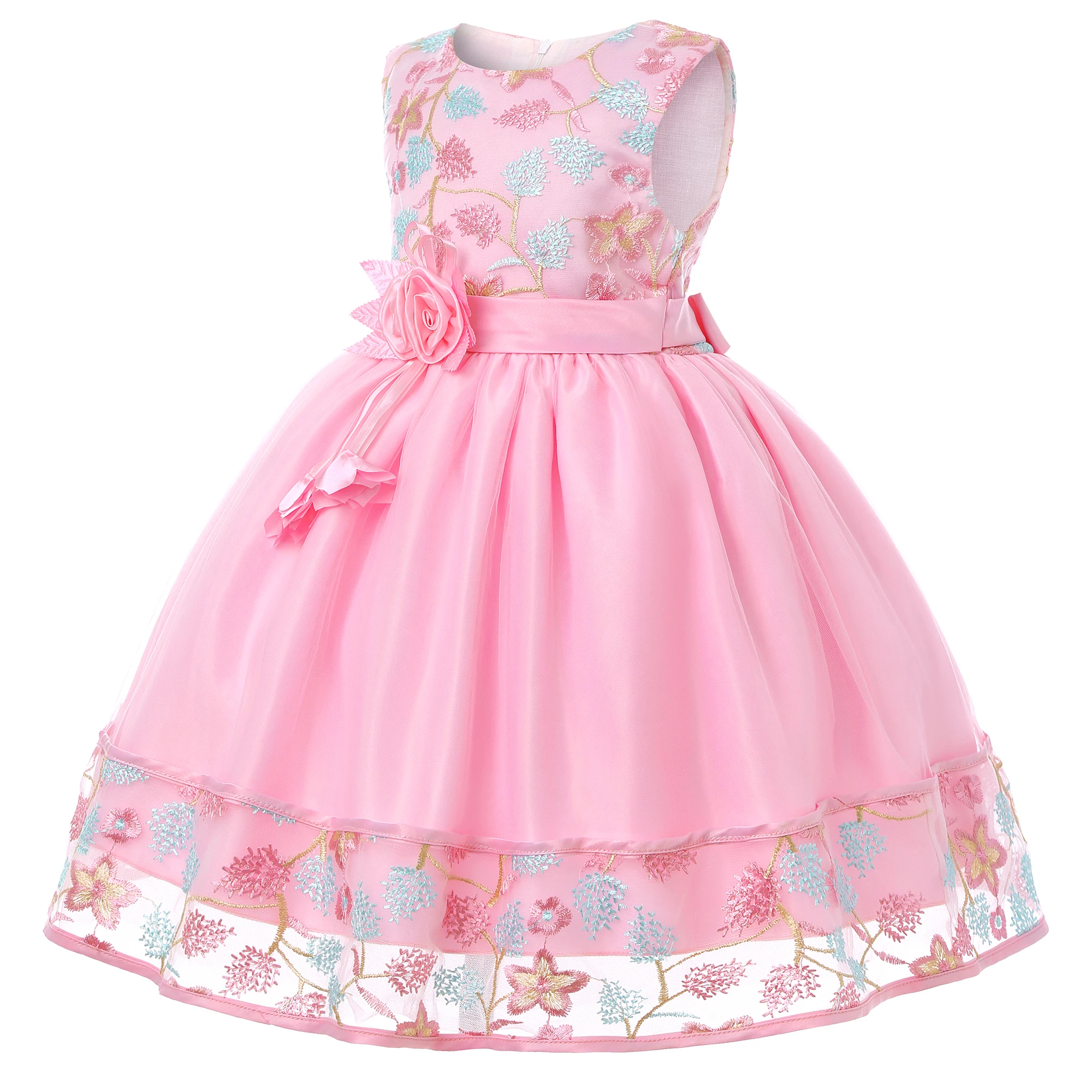 European and American Embroidery Dress Girl's Party Lace Princess Flower Child Net Gauze Pengpeng Dress