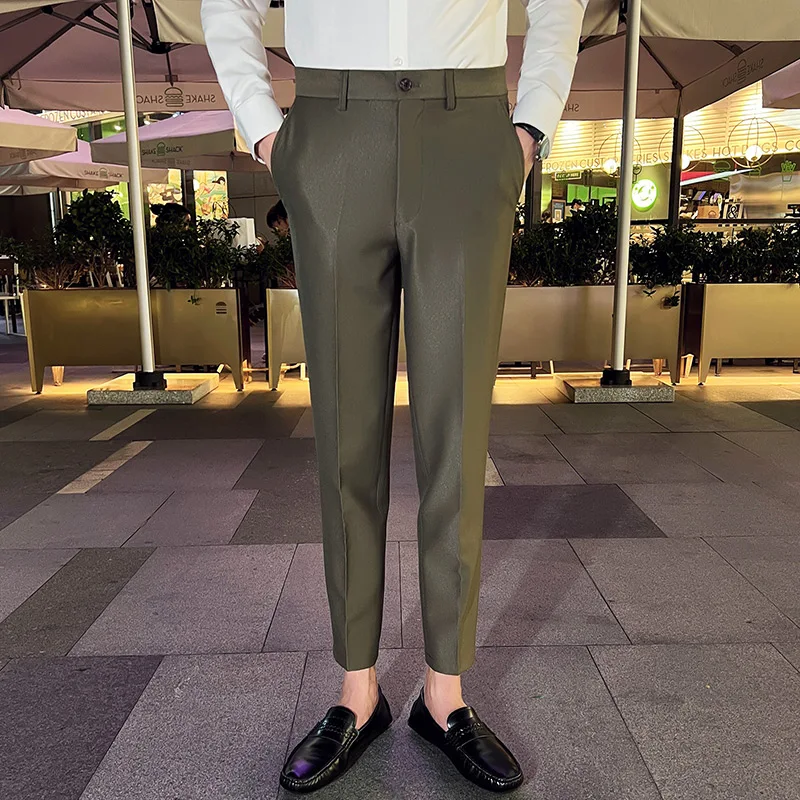 2023 Korean Style Men Spring High Quality Business Suit Trousers/Male Slim Fit Fashion Office Dress Suit Pants Plus Size 29-36