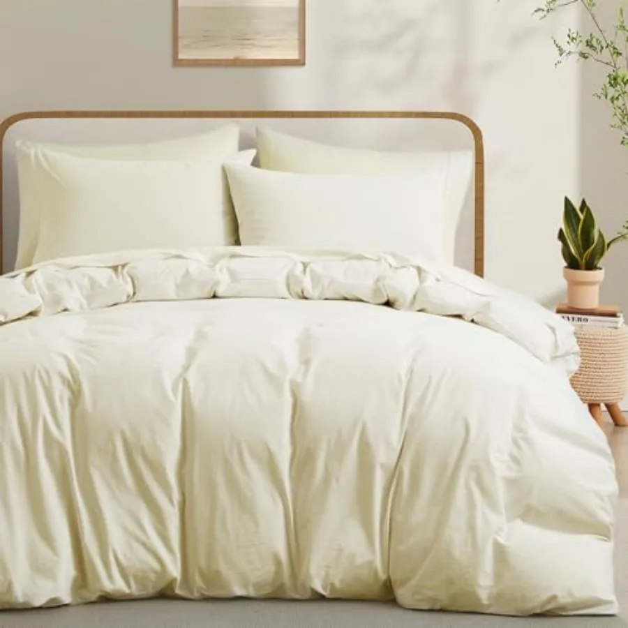 

Cotton Duvet Cover with Zipper Closure, Linen-Like Natural Bedding Set No Comforter , Size, Duvet Cover (90"x90") x 1, Pillowsh