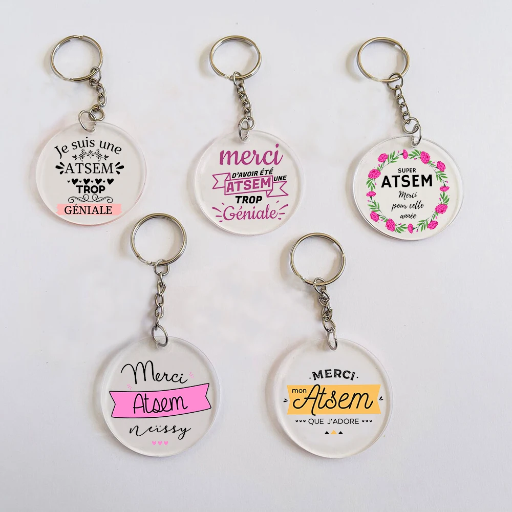 Thank You Teacher Acrylic Keychain Thank You My Atsem Key Ring Teacher's Day Gift Trendy Acrylic Key Chains for Atsem