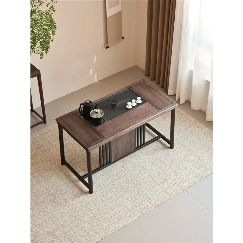 

Gabon ebony new Chinese solid wood home balcony tea table tea table kettle integrated embedded small