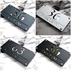 White Gray Matte Plate Personalized Laser Cut Custom Acrylic 3D Floating Nordic House Number Sign Outdoor Street Address Name