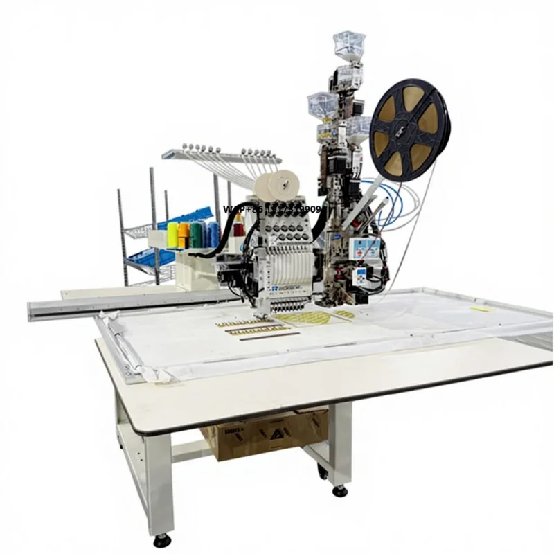 ROSEW GC-A1201E-DSD-4SZ-P6 New Computerized 12-Needle 500x1200mm Double Sequin 4-Bead Rope Embroidery Machine High-Accuracy