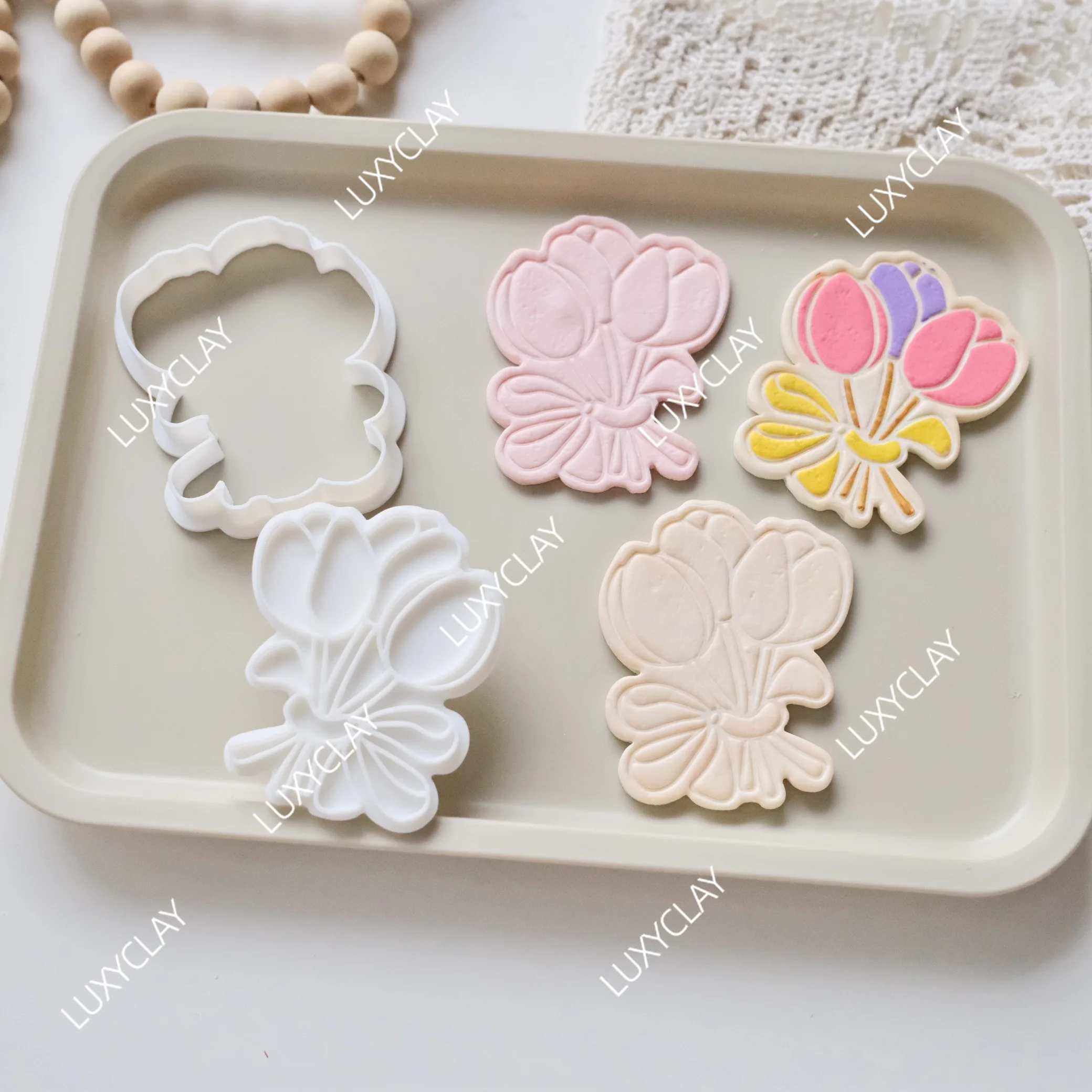 Mother's Day Sunflower Cookie Mold DIY Tulip Bouquet Frostbite Biscuit Baking Tool Flower Cookie Stamp Bakery Tools