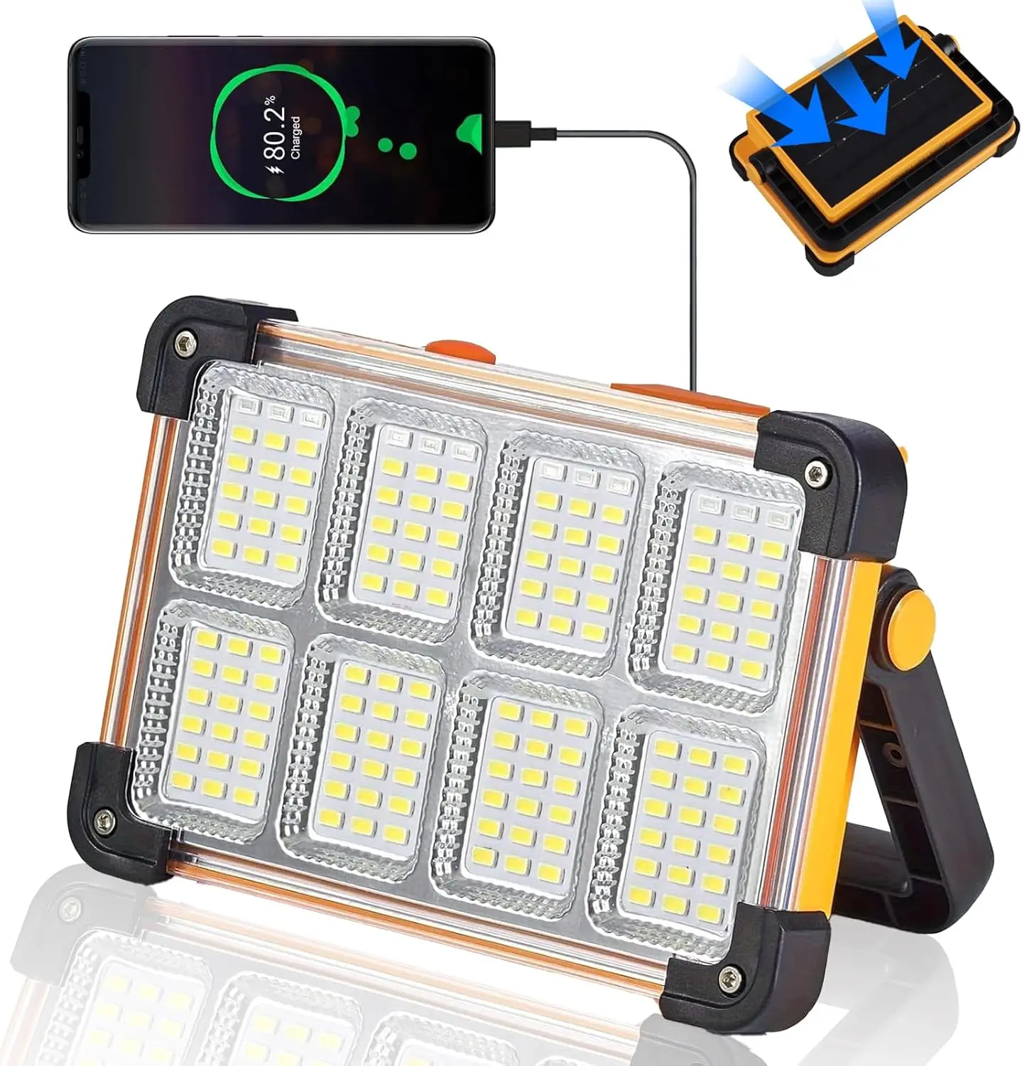 

New Rechargeable Solar Flood Light Outdoor Portable LED Reflector Spotlight Rechargeable Projector Floodlight Construction Lamp