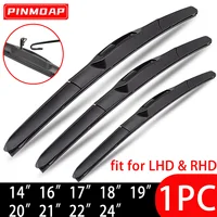 Escobilla limpiaparabrisas de coche, gancho Universal en forma de J/U, escobilla limpiaparabrisas de tres etapas, tira de goma Natural de 14 ""16"" 17 ""18"" 19 ""20"" 21 ""22"" 24""