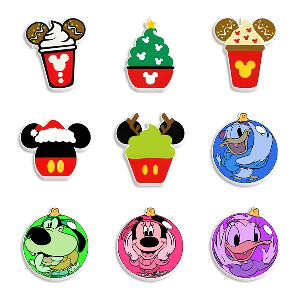 

10 Pcs/lot Disney Christmas Series Glitter Acrylic Mickey Ball Flatback For DIY Hairpin Jewelry Crafts