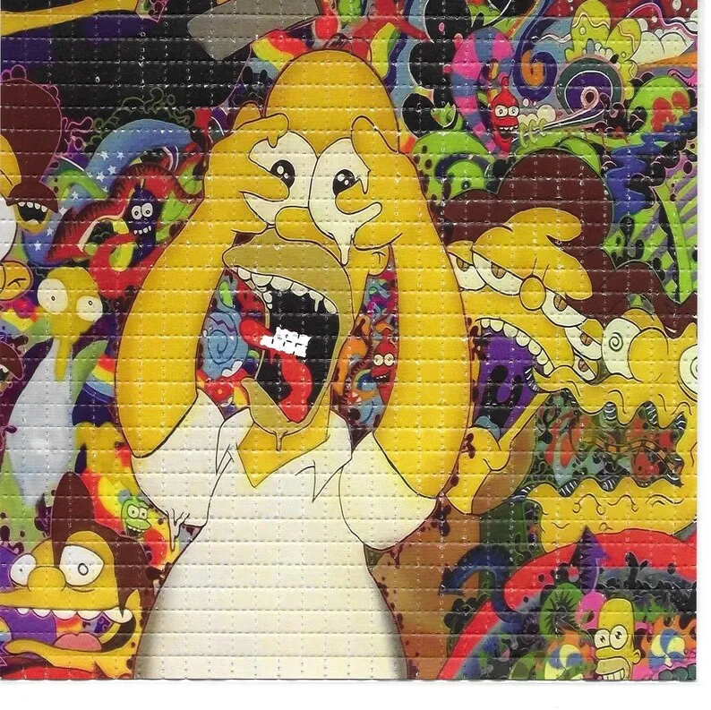 Melting Homer Psychedelic LSD Acid Free Blotter Art Print Trippy Perforated Paper Paint Room Decoration Wall Picture Image