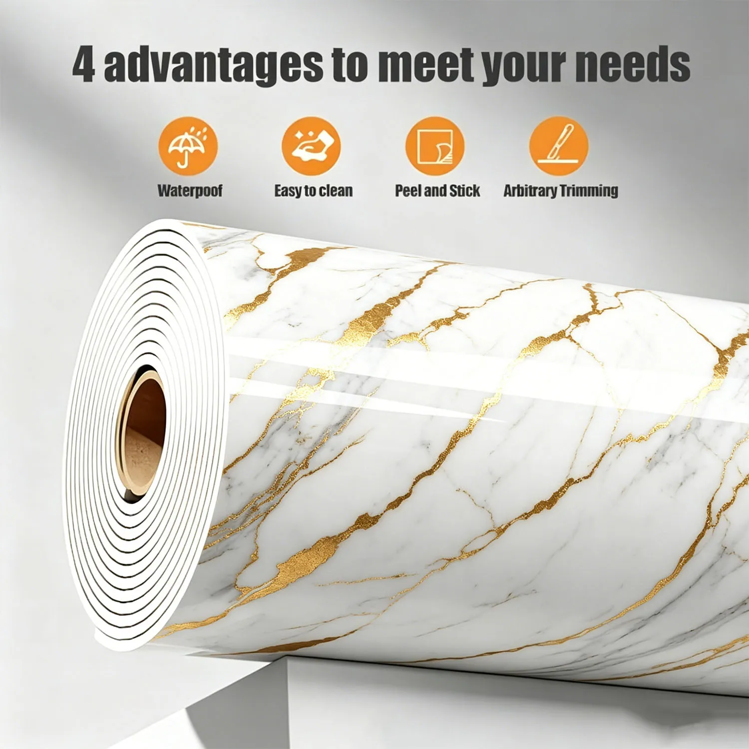 

Marble Pattern IXPE Peel and Stick Wall Sticker 3m Long Self Adhesive Waterproof Wallpaper for Kitchen