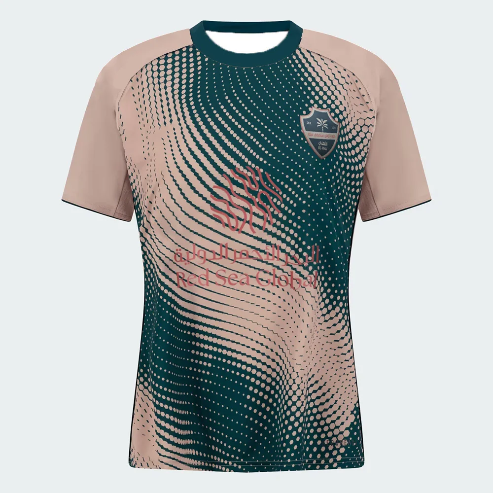 Camisa de Futebol Unissex Al Ahli Saudi Red Sea Global Print, Confortável e Respirável, para Crianças