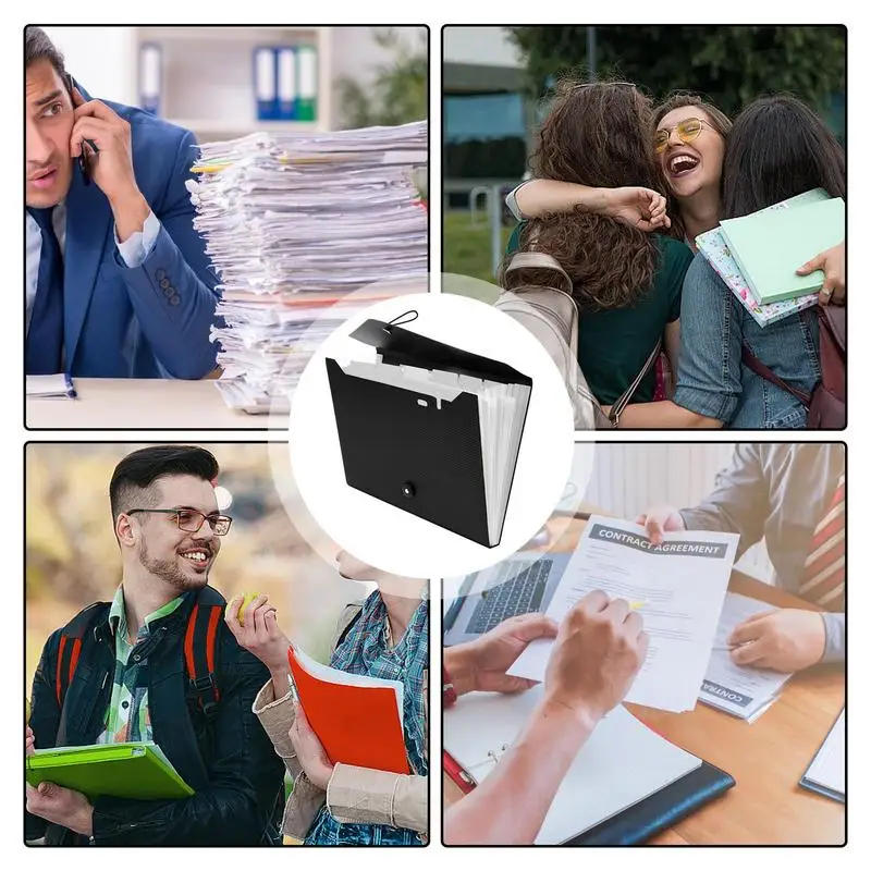 Sac de classement accordéon multicouche, documents format A4, accessoires de bureau