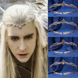 Movie Elves King Round Crown Tiara Women Waterdrop Zircon Headband Wedding Bridal Hair Accessories Jewelry Cosplay Headwear Gift