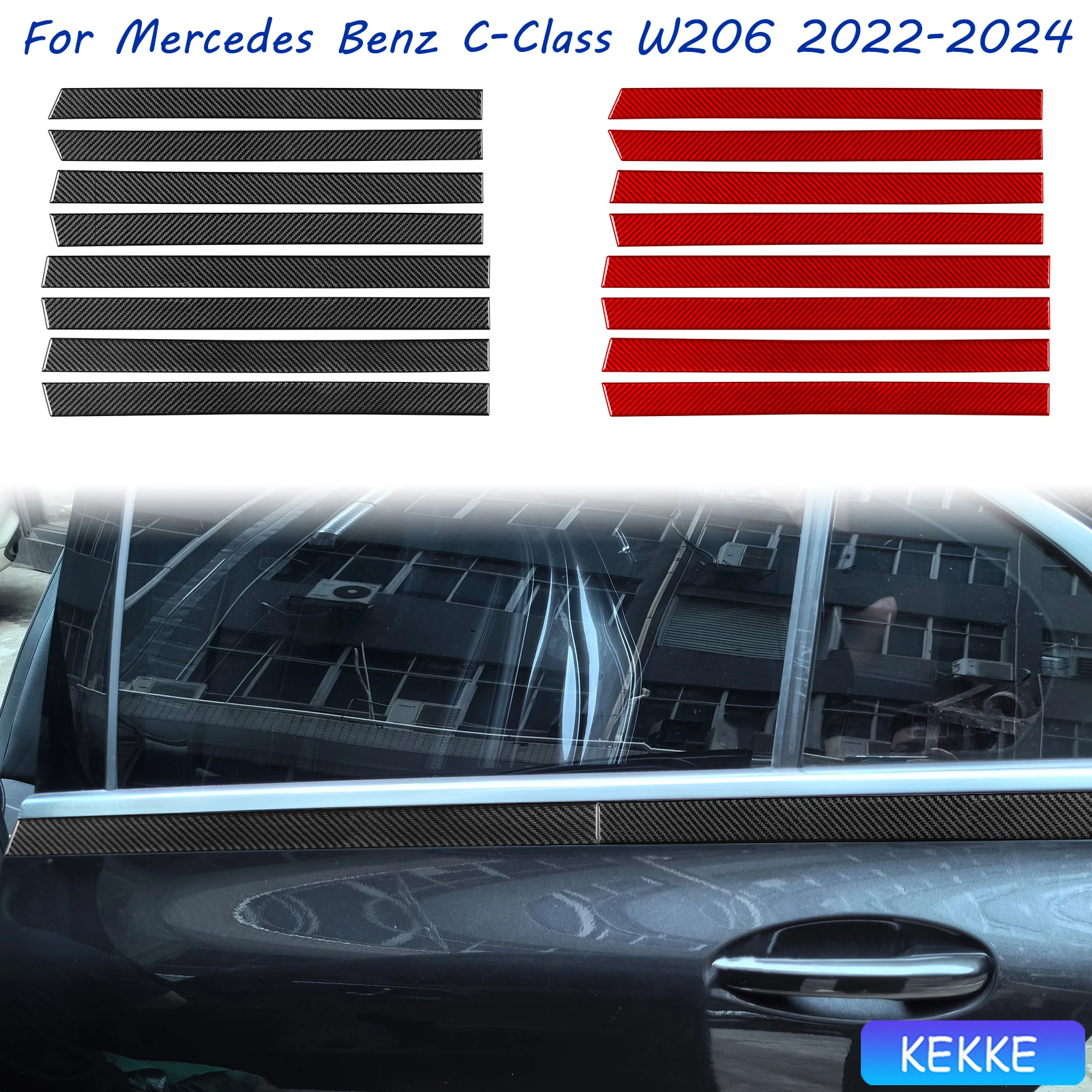 

For Mercedes Benz C-Class W206 2022-2024 Exterior Door Trim Strip Carbon Fiber Decorative Car Accessory Sticker